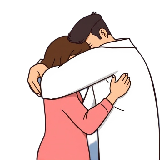 Carefully describe an image in great detail that needs to be generate, use quotes to split visual things. You MAY only use up to 3 words." "gentle embrace"