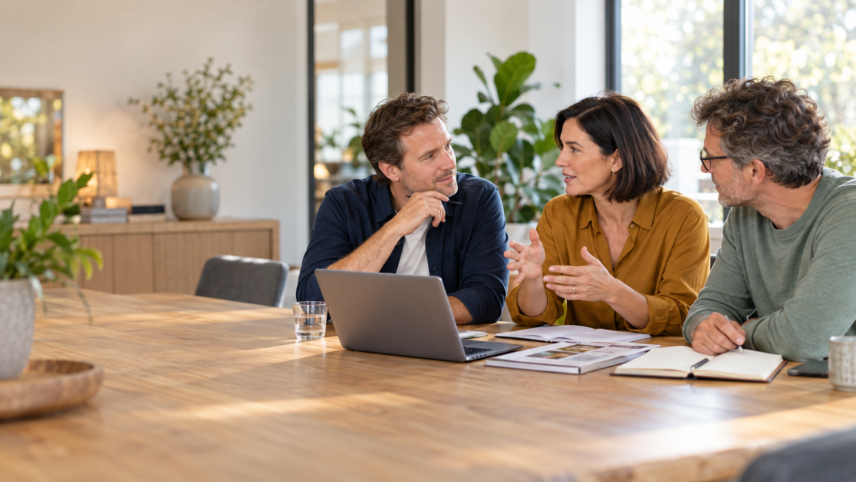 Drie zorgondernemers in overleg aan tafel