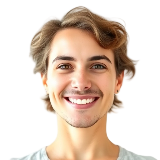 A person smiling to the camera with a white background looking like