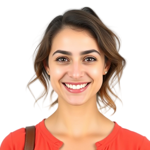 A person smiling to the camera with a white background looking like