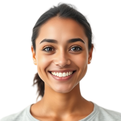 A person smiling to the camera with a white background looking like