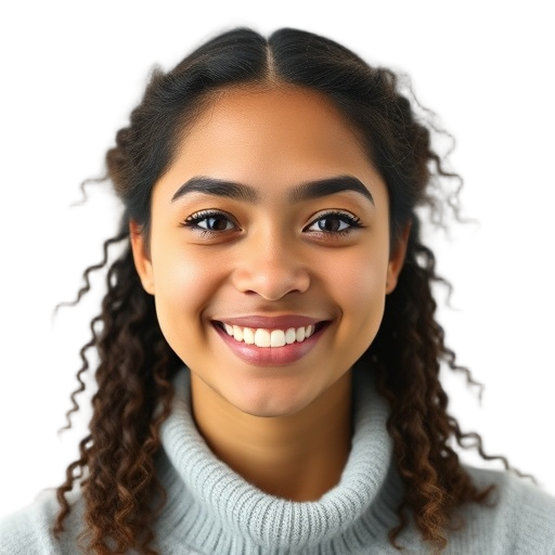 A person smiling to the camera with a white background looking like