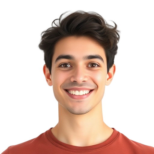 A person smiling to the camera with a white background looking like