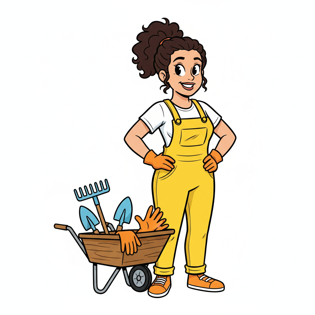 Tuinier staat met kruiwagen klaar om aan de slag te gaan