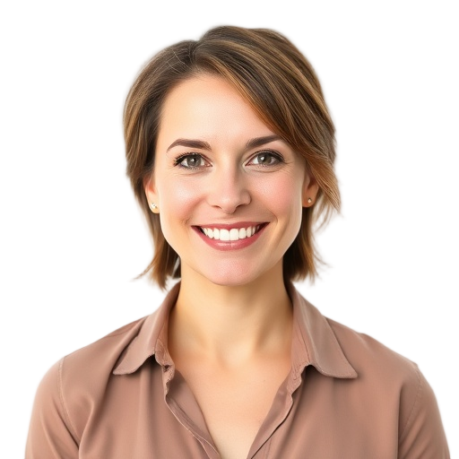A person smiling to the camera with a white background looking like