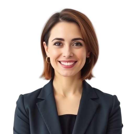 A person smiling to the camera with a white background looking like