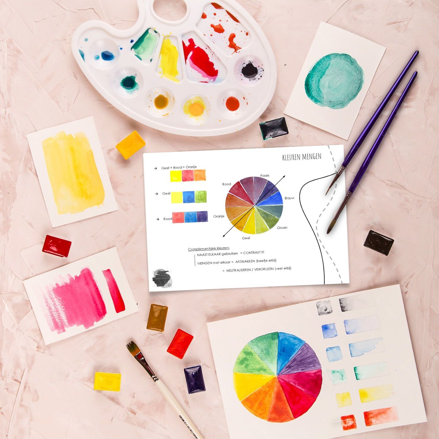 aquarel-leren-schilderen-cursus-workshop-beginners-kleurenleer-kleuren-mengen