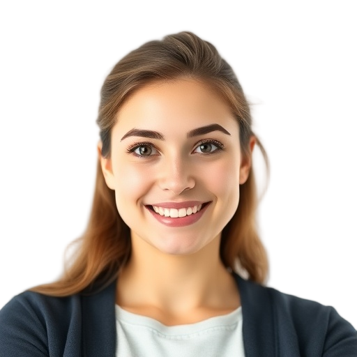 A person smiling to the camera with a white background looking like