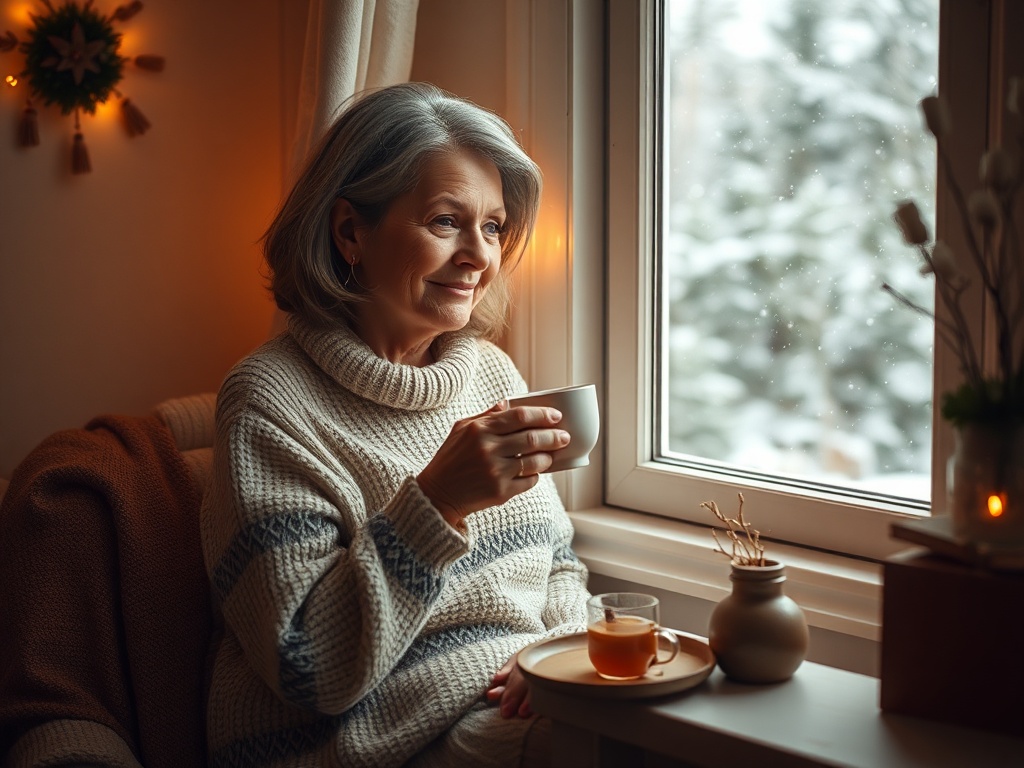 "A warm, cozy December scene