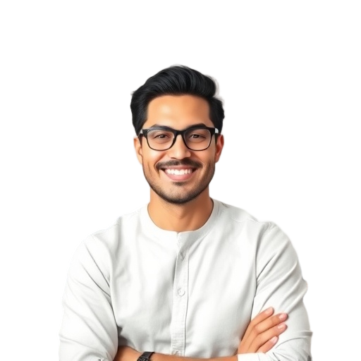 A person smiling to the camera with a white background looking like