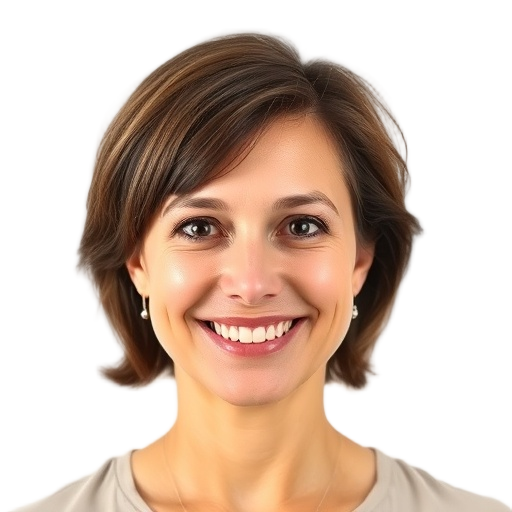A person smiling to the camera with a white background looking like
