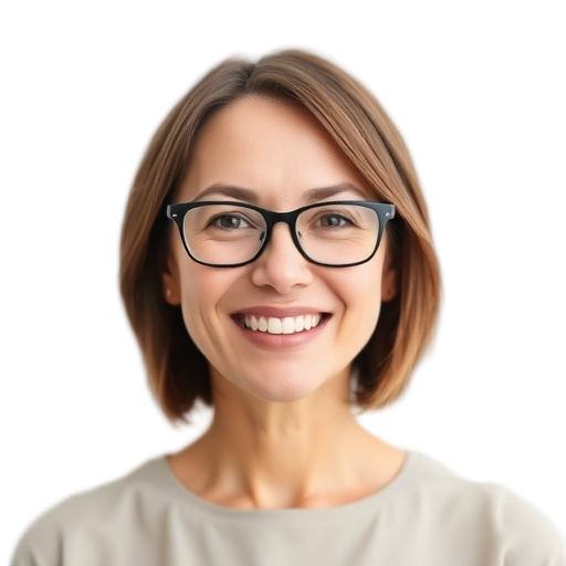 A person smiling to the camera with a white background looking like