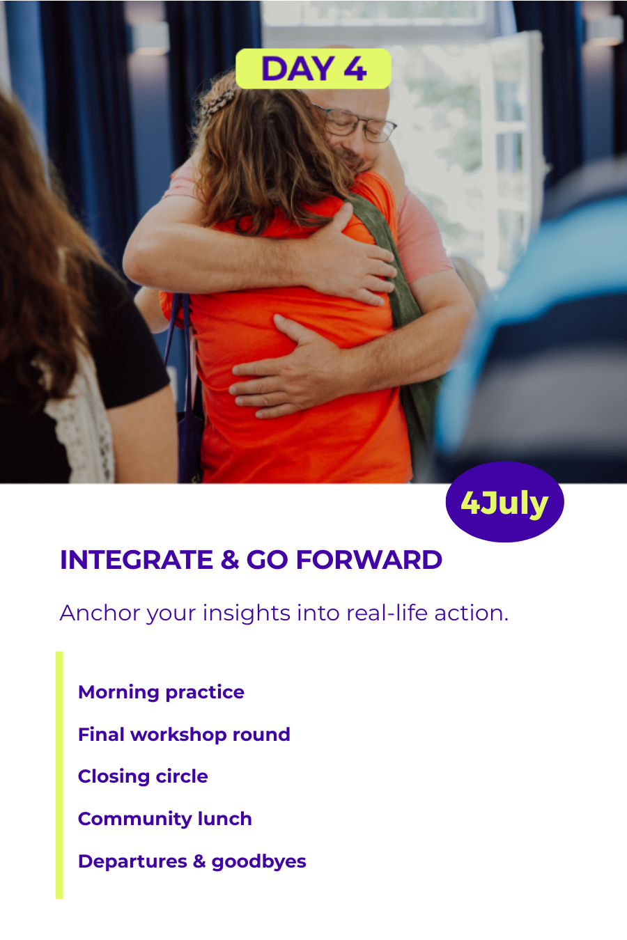 Visual programme overview Day 4 - Enneagram Europe Summer School Retreat
