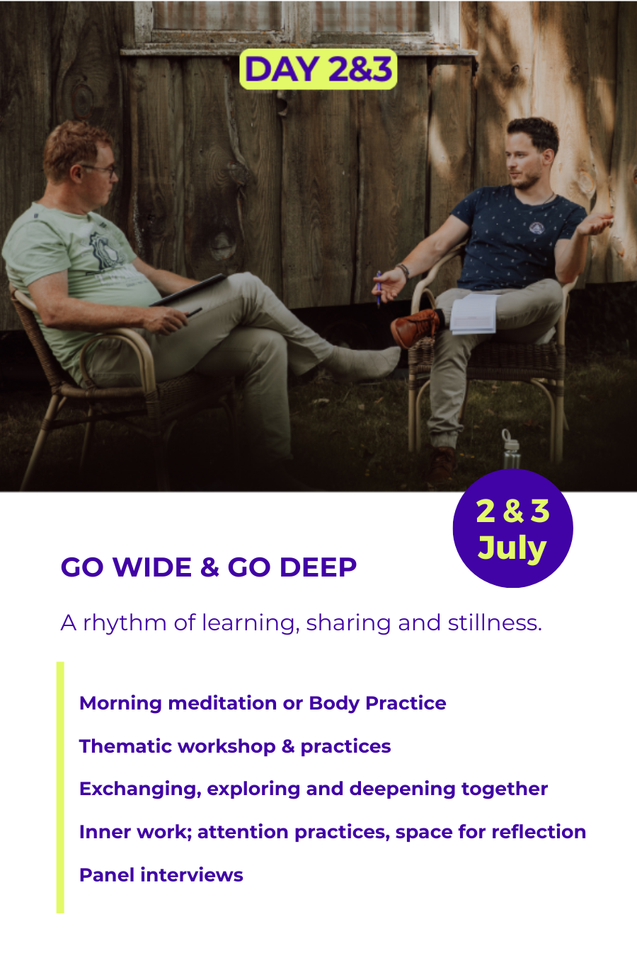 Visual programme overview Day 2&3 - Enneagram Europe Summer School Retreat