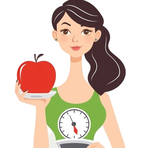 "woman" "apple" "scale"