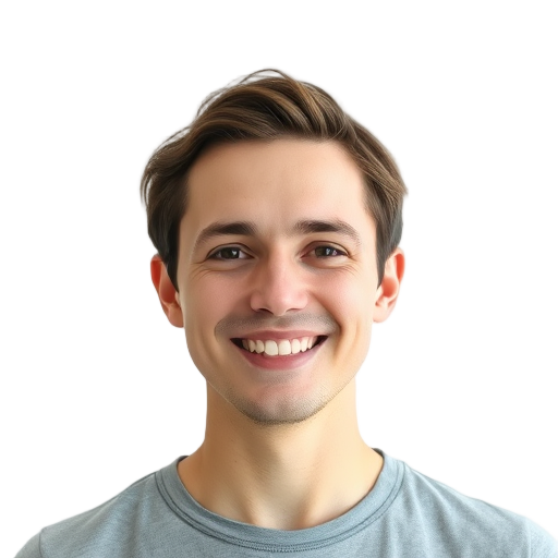 A person smiling to the camera with a white background looking like