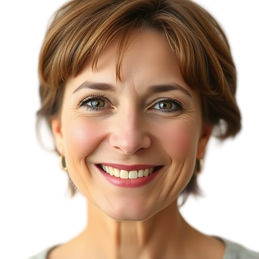 A person smiling to the camera with a white background looking like