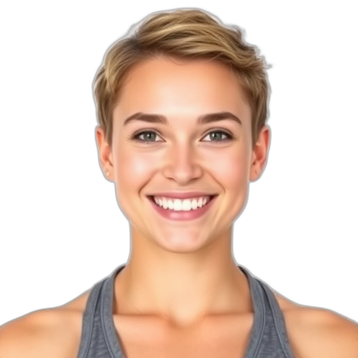 Een persoon die glimlacht naar de camera met een witte achtergrond.