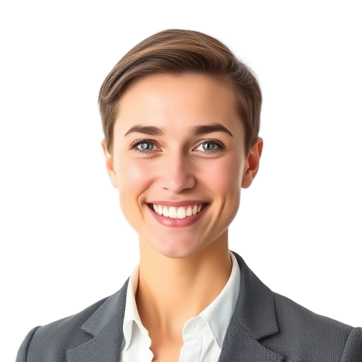 A person smiling to the camera with a white background looking like