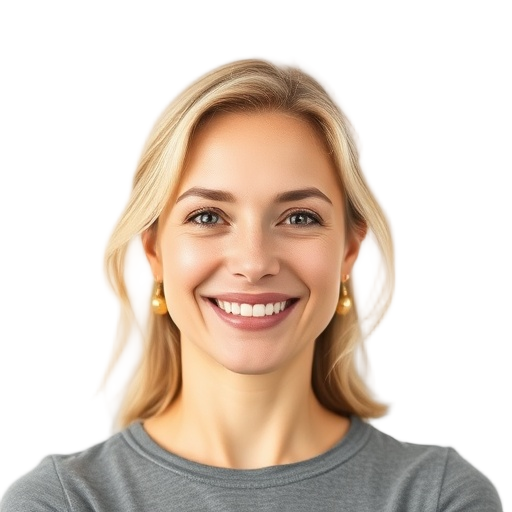 A person smiling to the camera with a white background looking like