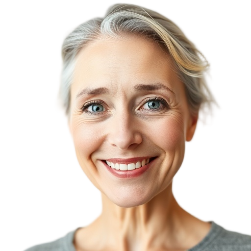 A person smiling to the camera with a white background looking like