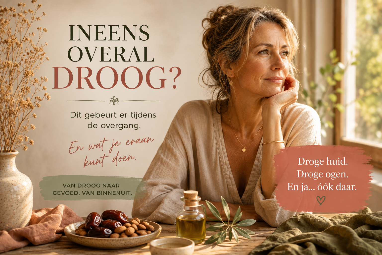 Ineens overal droog? Dit gebeurt er tijdens de overgang. En dit kun je er aan doen.