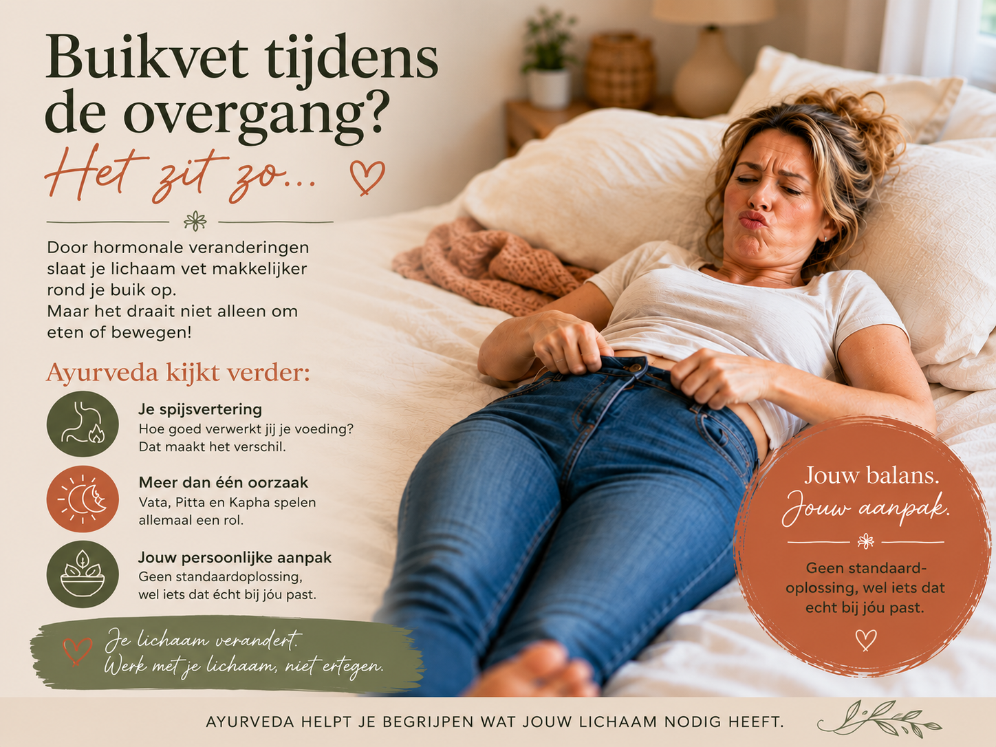Aankomen en afvallen rond de overgang, hoe het echt zit en dat het niet alleen met eten en bewegen te maken heeft.