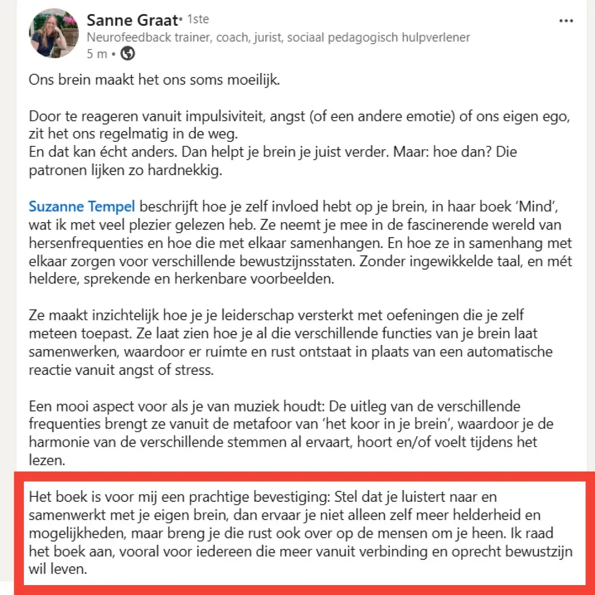 Review Sanne - Neurofeedback professional