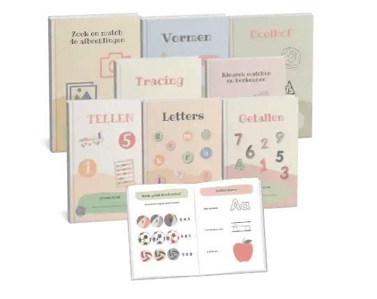 Werkboeken bundel, tracing, abc, tellen, getallen, vormen, kleuren