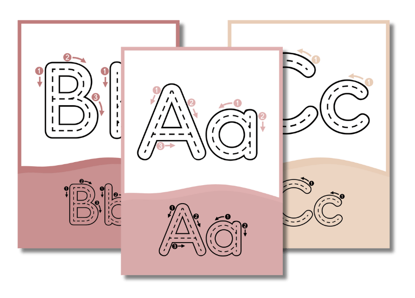 ABC lijnentracing flashcards peuter kleuter educatief