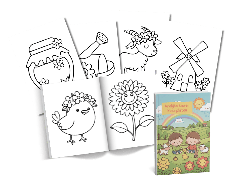 werkboeken, kleurplaten, educatief, montessori, peuter, kleuter, kawaii kleurplaten