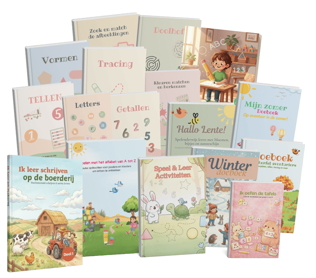 Bundel, werkboeken, werkbladen, peuter, kleuter, educatief, montessori