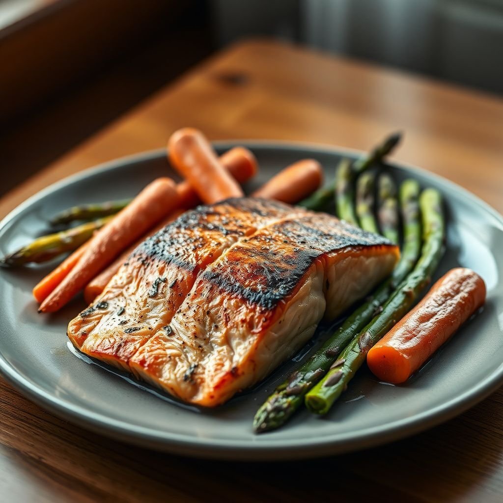 Gezonde maaltijd met veel groente en eiwitten ter ondersteuning van gewrichtsgezondheid