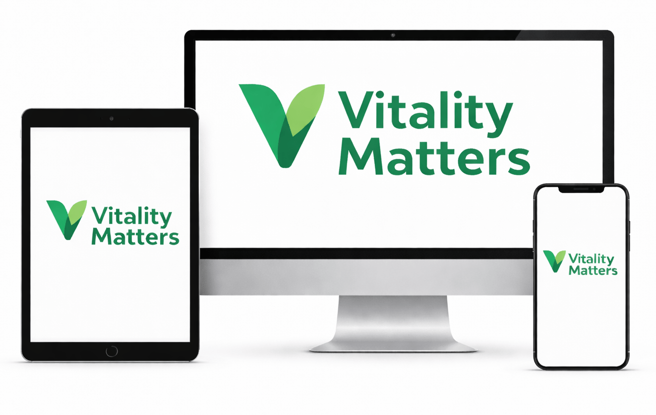 Vitality Matters online programma zichtbaar op laptop, tablet en smartphone