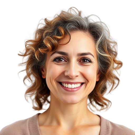 Een glimlachende vrouw met een witte achtergrond.