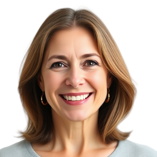 A person smiling to the camera with a white background looking like