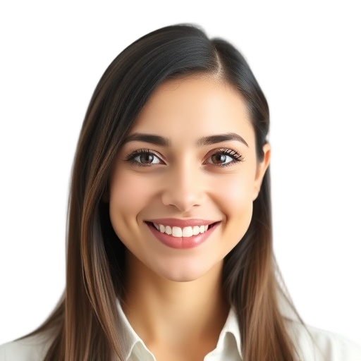 A person smiling to the camera with a white background looking like