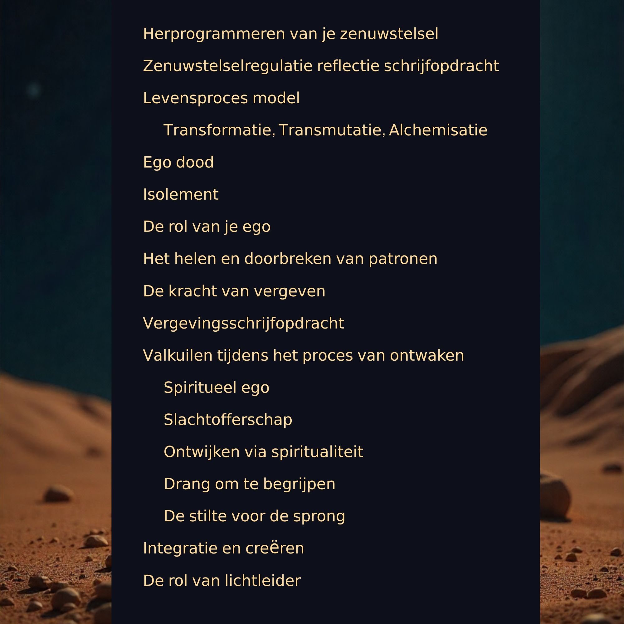 Inhoudsopgave Ontwaken van bewustzijn afb 2