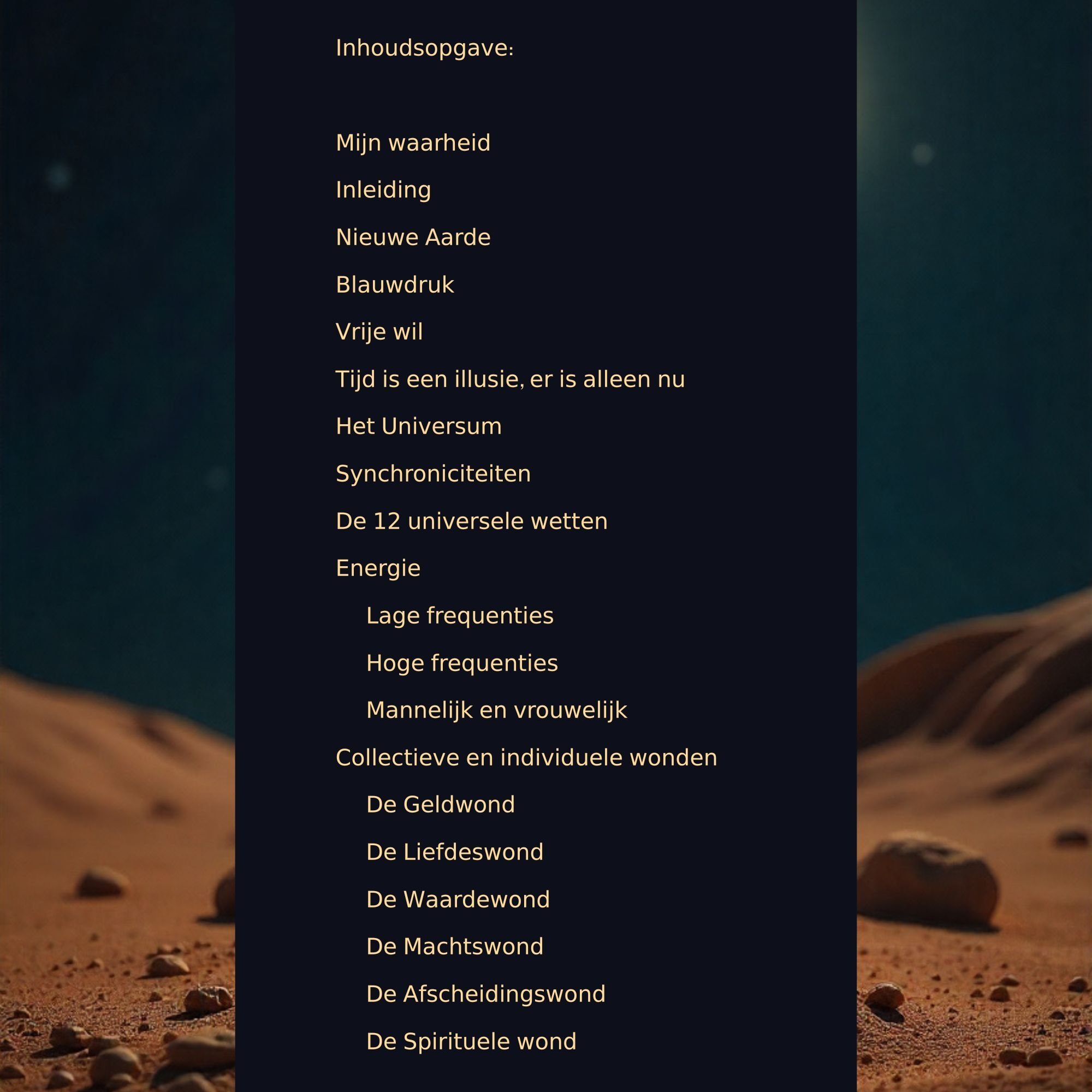 Inhoudsopgave Ontwaken van bewustzijn afb 1
