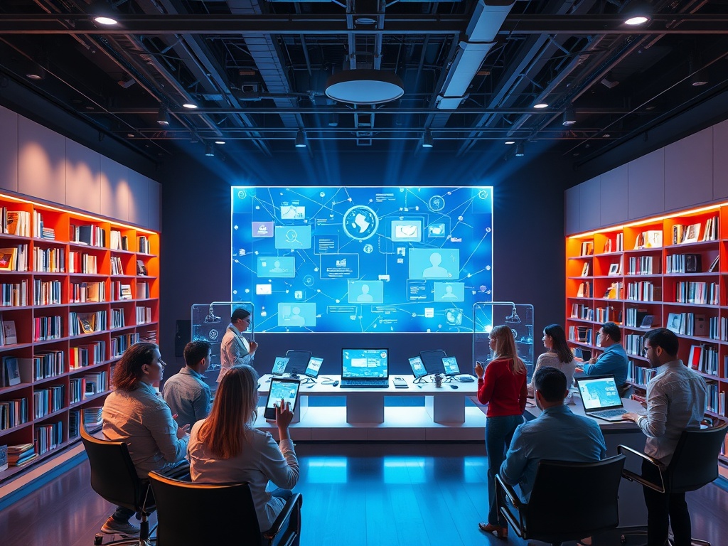 A radiant, modern platform hub scene