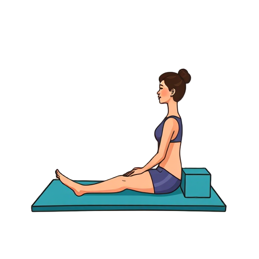 Een ontspannen persoon op een yoga mat met een blok.