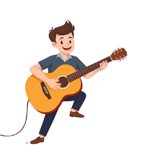 "guitar" "steps" "confidence" "easy" "beginner" "journey" "learning curve" "progress" "hands" "strumming" "notes" "spark" "path" "ladder" "soft" "friendly" "cozy" "home" "practice" "audio" "video" "pdf" "blocks" "checkmark" "growth" "smile" "teacher" "stu
