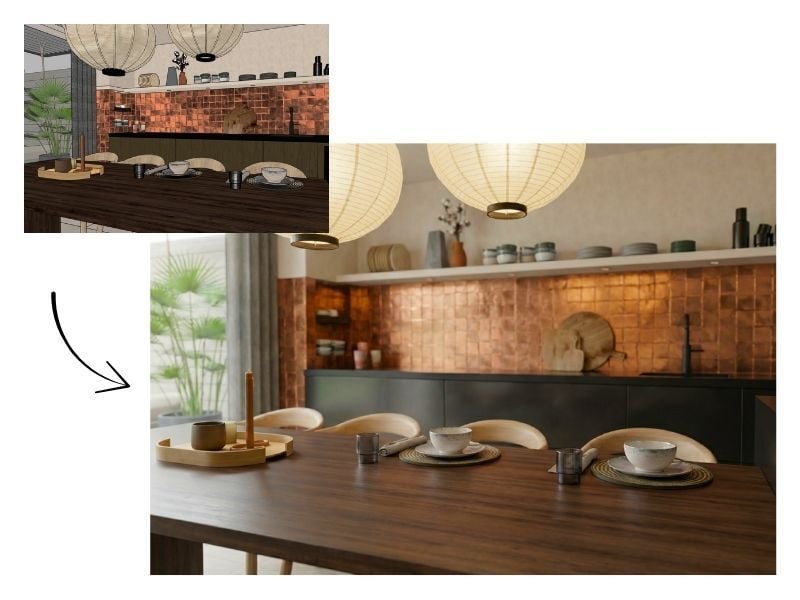 Nano Banana Pro - van SketchUp na een fotorealistische afbeelding.