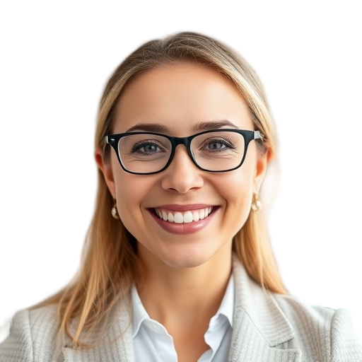 A person smiling to the camera with a white background looking like