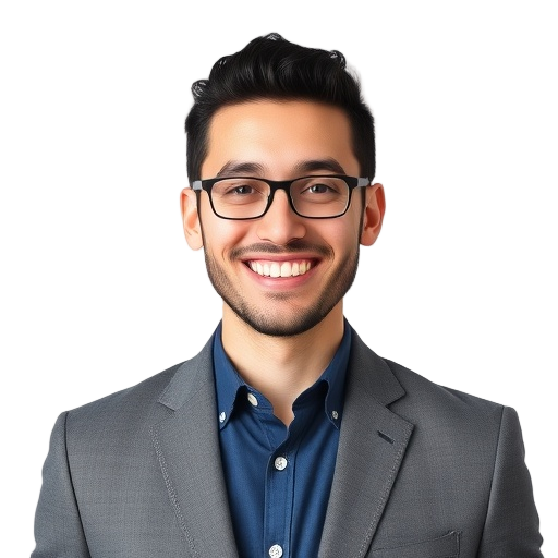 A person smiling to the camera with a white background looking like