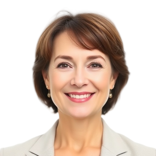 A person smiling to the camera with a white background looking like