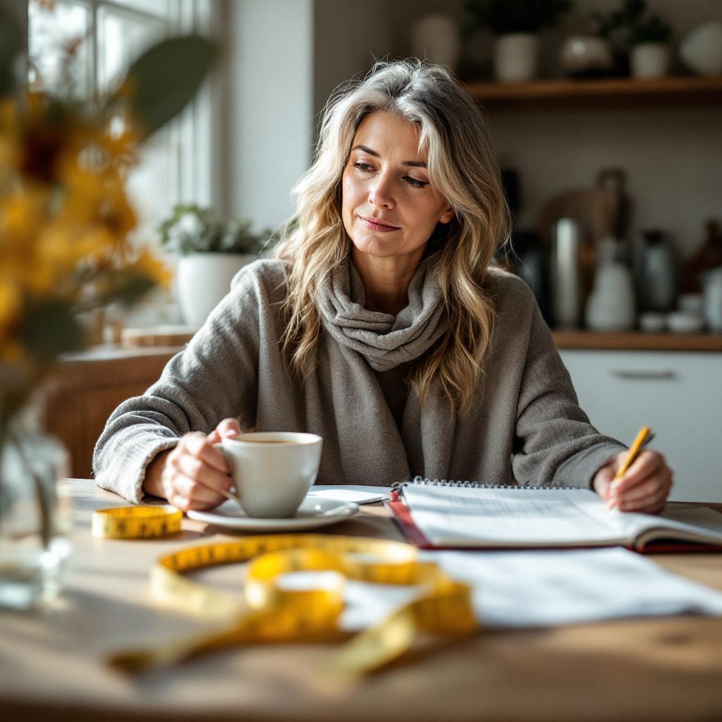 Dame bereidt zich voor op het programma