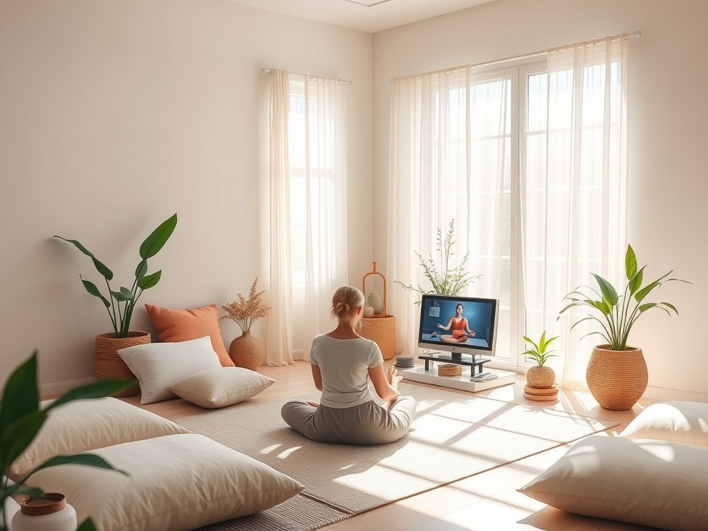 "A tranquil, sunlit studio scene for women