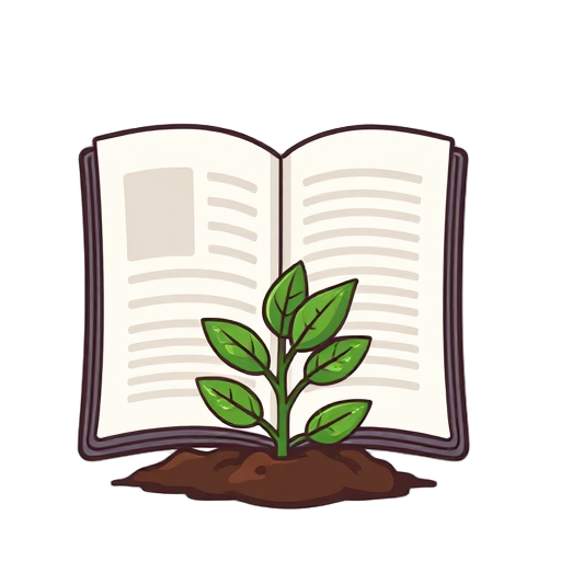 Open boek met een groeiende plant.