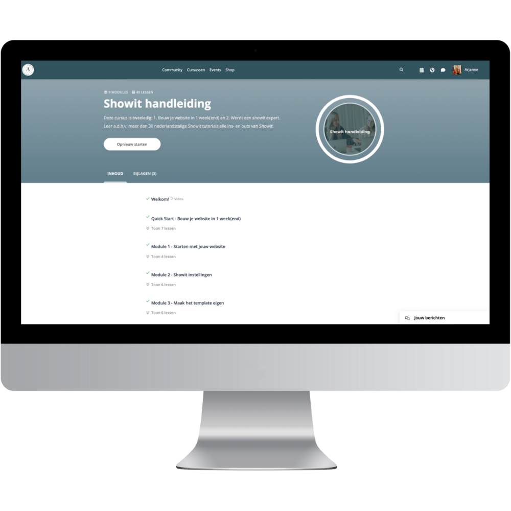 Showit video handleiding cursus productafbeelding